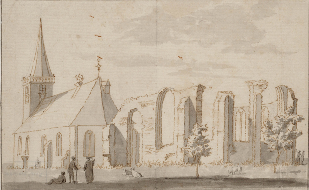 Witte Kerk Heiloo 1750 - tekening P. Delemarre